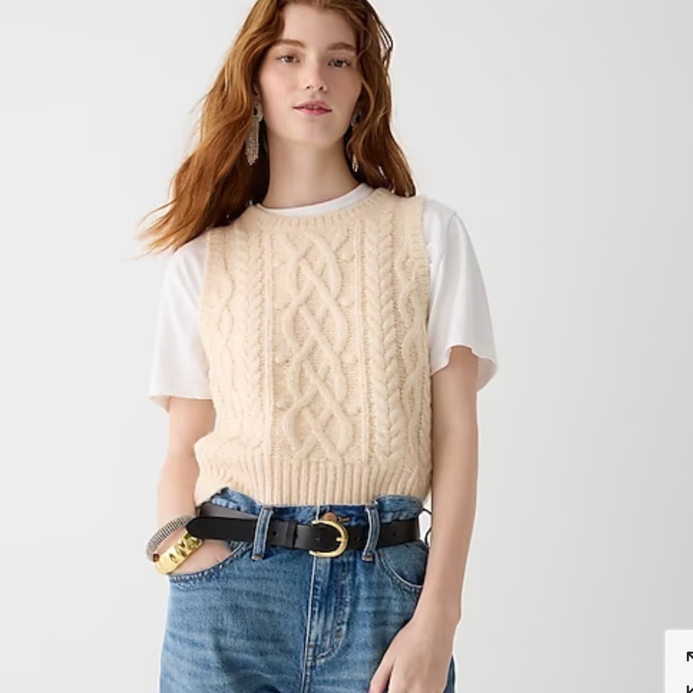 J. Crew Cream Cable Knit Sweater Vest